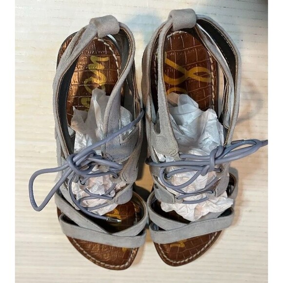 Sam Edelman Bohochic Light Blue Suede Gladiator Style Lace Up Sandals Sz 6.5 - Picture 4 of 5